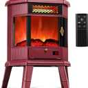 Electric Fireplace Heater 22 in Freestanding Fireplace Stove Infrared Fireplace RealSmart with 3D Flame Effect Remote Control, Timer, Overheating Protection Heater for Indoor Use Black (Christmas Red)