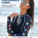 Long Sleeve Rash Guard for Women - 2 Piece Swimsuit with Shorts Zip Up Swim Shirt with Built-in Bra