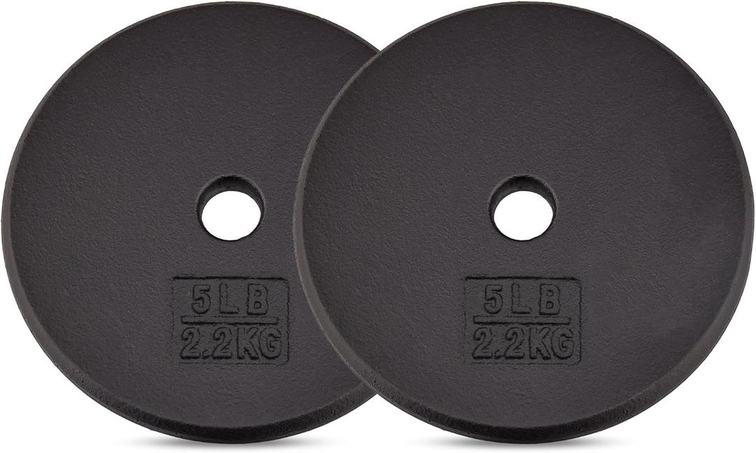 Yes4All Standard Weight Plates, 1-Inch Cast Iron Barbell Weights, Wide Range 550 LB, Ideal for Strength Training & Workout Routine, Available in Single, Pair & Set of 4