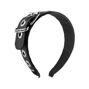 Sacina Gothic Emo Punk Grunge Black Faux leather Headband, Goth Hair Accessories, Goth Halloween Hair Accessories