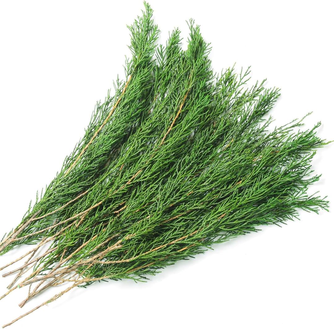 Pine Leaves Branches, 17'' Natural Pine Needles Green Plants, 3.5OZ Greenery Twigs Stems, Evergreen Picks for Christmas Garland Wreath Home Wedding Decor Floral Arrangements