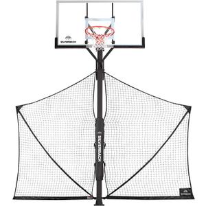 Silverback Basketball Yard Guard Defensive Net System Rebounder with Foldable Net and Arms into Pole, White/Black, Large