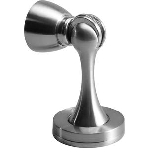 YAGU 1 Pack Silver Magnetic Door Stoppers Catch, Zinc Alloy Brushed Nickel Door Stops Holder Wall Floor Mounted, Magnet Metal Soft-Catch