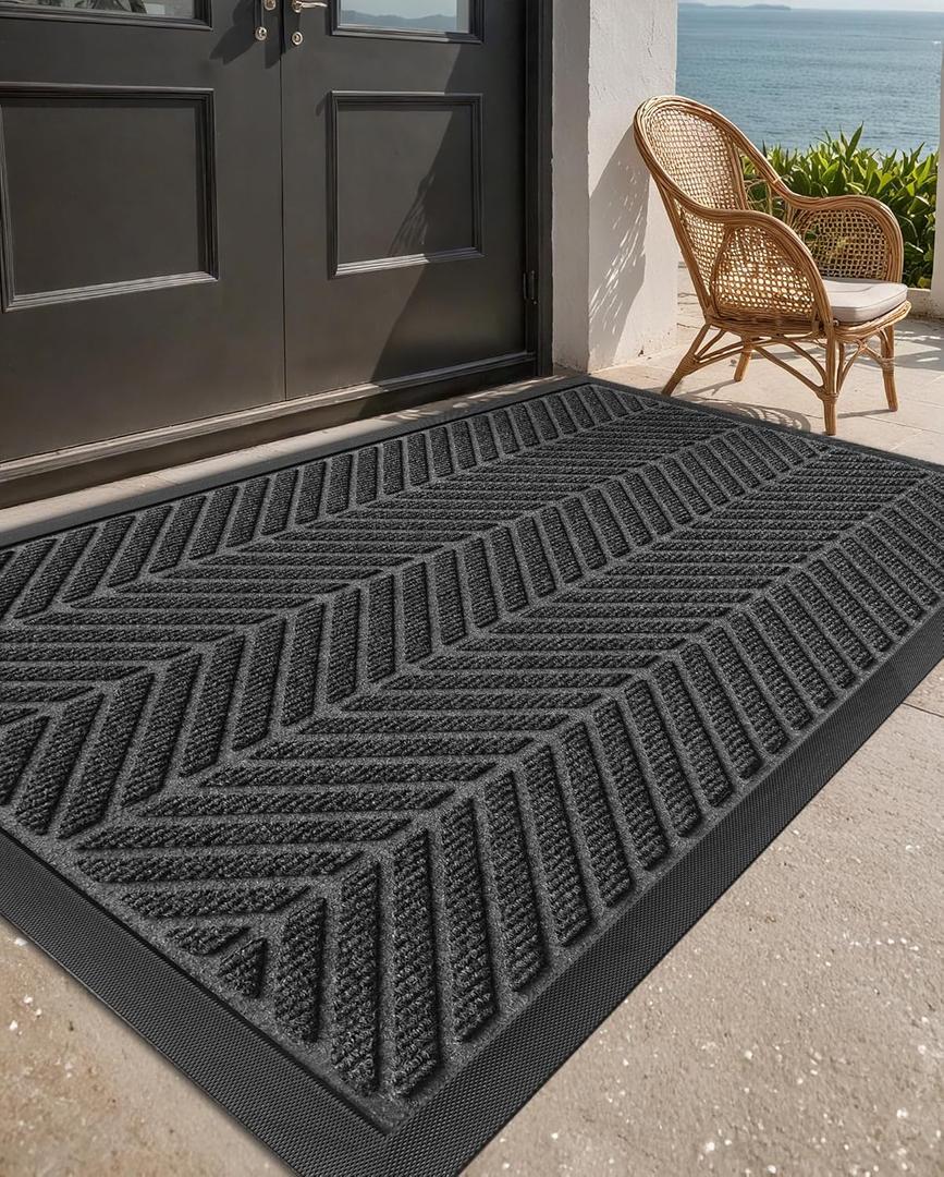 Color&Geometry Outdoor Door Mat for Front Home Entrance Outside Entry Entryway Patio Waterproof Heavy Duty Doormat Welcome Matt - 28"x48" Grey