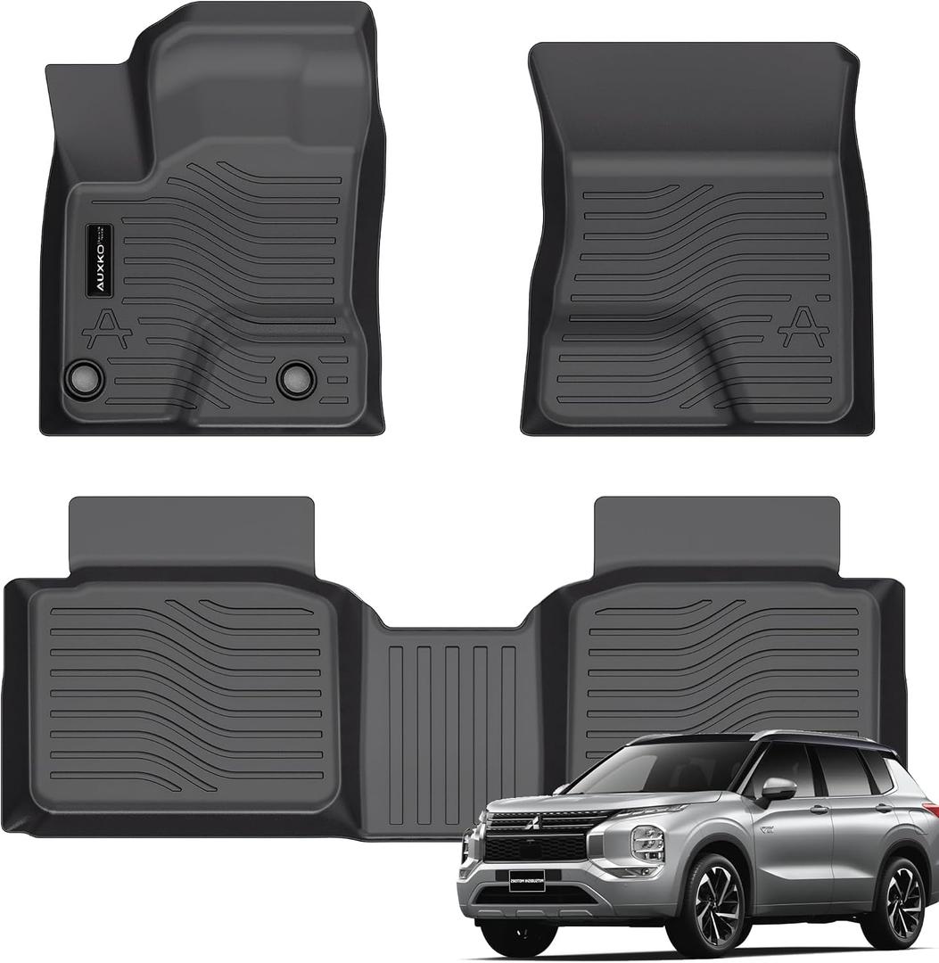 Auxko All Weather Floor Mats Fit for Mitsubishi Outlander PHEV 2026-2023 TPE Rubber Liners Outlander PHEV Accessories All Season Guard Odorless Anti-Slip Floor Mats