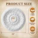 Threehoney 24" OD x 4.09" ID White Ceiling Medallion, Round Floral Rosette