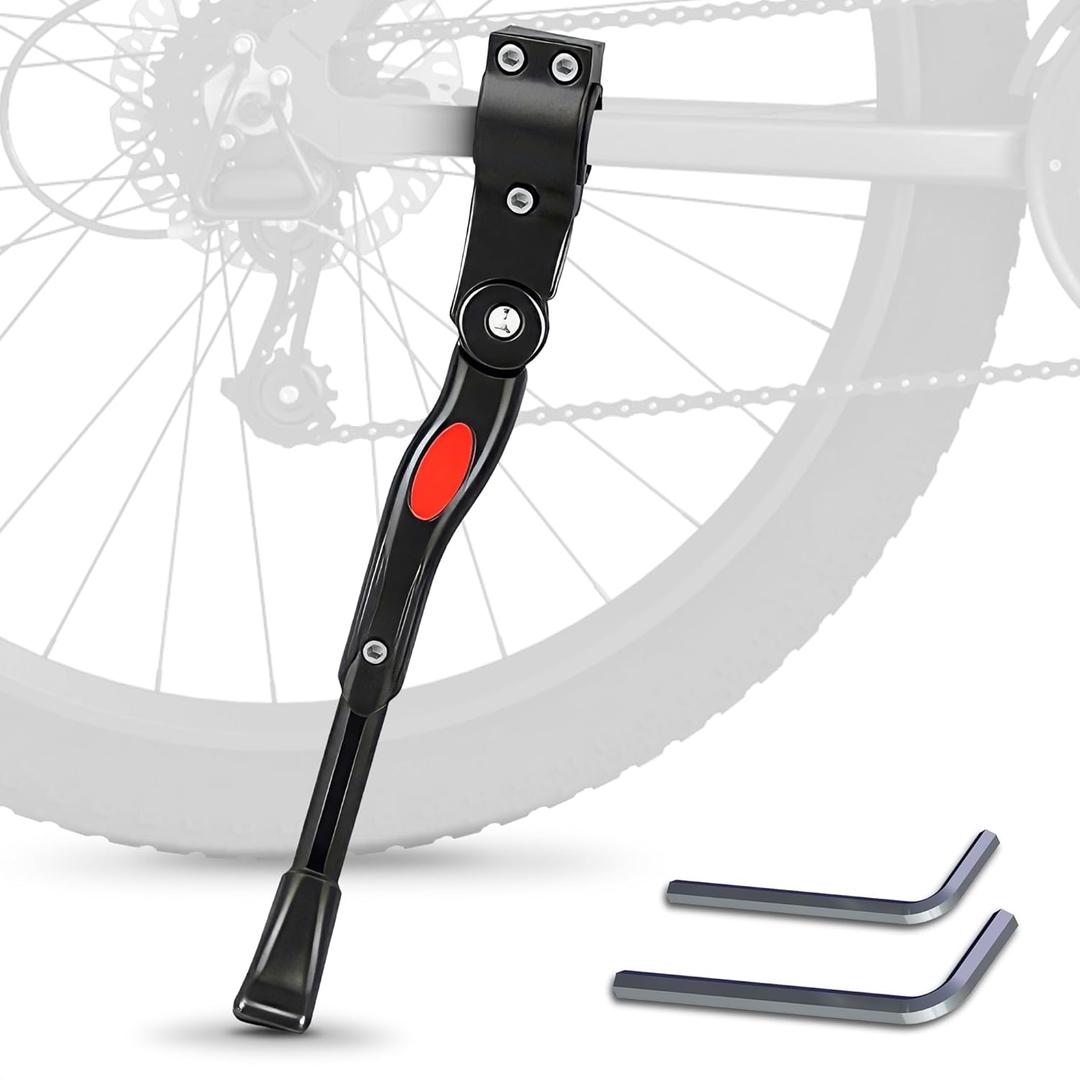 Adjustable Bike Kickstand for Adult Bike Fits 22" 24" 26" Wheels, Aluminum Alloy, Easy to Install, Non-Slip Foot for Stability on Mountain, Road, Hybrid, Commuter Bikes, Daily & Long-Distance Rides
