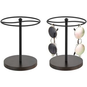 Mkono Sunglasses Organizer Glasses Holder Stand Sunglass Storage Display Eyeglasses Rack for up to 12 Pairs of Eyewear Glasses for Table Dresser Desk Countertop Bedroom, Set of 1, Brown