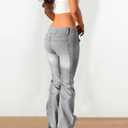 Low Rise Flare Jeans for Women Baggy Y2K Stretchy Bell Bottom Denim Pants 90s Vintage Washed Jeans with Pockets (Silver, XS)
