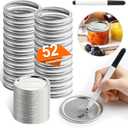 52 PCS Mason Jar Lids and Rings Wide Mouth, Reusable Large Canning Lids for Mason Jars, Food Grade Material Fit & Airtight, Lids for Mason Jars Complimentary whiteboard marker