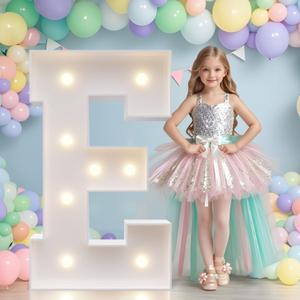 JoyMuse Mosaic Letters 3 Feet Tall, Light Up Letters 3FT with Lights, Large Letters for Party, Letter E Light Up Letters for Baby Shower Wedding Proposal Graduation Birthday Decorations