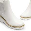 DREAM PAIRS Women's Wedge Chelsea Ankle Boots Fashion Round Toe Low Wedge Heel Platform Booties Shoes (White), 8.5
