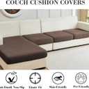 Sofa Covers Couch Covers for Sofa Pet Friendly Couch Cushion Covers Universal Sofa Covers Washable Stretch Slipcovers for Sectional Sofa (Texture Brown, 3 Seats + Chaise Cover)