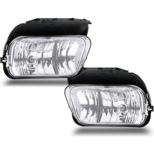 Fog Lights Compatible With 2003-2006 Chevy Silverado 1500 2500 3500 1500HD 2500HD 2007 Classic 02-06 Avalanche Driver and Passenger Side Fog Bumper Lamp Assembly with Bulbs Clear Lens