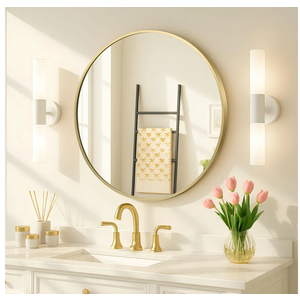 MZON 20 Inch Round Bathroom Mirror, Gold Circle Wall Mirror with Metal Frame for Vanity, Entryway, Living Room – Tempered Glass, Anti-Rust, Modern Minimalist Decor
