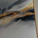 Large Abstract Navy Blue Gold Framed Canvas Wall Art,Watercolor Brush Stroke Wall Decor,Neutral Geometric Wave Artwork,Modern Minimalist Shape Art Print for Living Room,Bedroom,Office-24"x36"x3