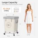 STORAGE MANIAC Commercial Laundry Hamper with Heavy Duty Steel Frame, 160 L Industrial Laundry Basket Cart with Wheels for Hotel, Home, Laundry Room, 18''L x 18''W x 31''H (Medium,  Beige)