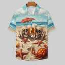 Mens Beer Skull Print Button Down Shirt Fun Hawaiian Shirts Casual Beach Shirt Short Sleeve (XL)