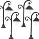 TOYANDONA 4pcs Mini Street Light Model Miniature Street Lamps LED Post Lights Microscopic Model Lights for DIY Dollhouse Landscape Fairy Garde Accessories,Black