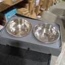 Elevated Bowls, 4 Height Adjustable Raised Stand With 2 Thick 50oz Stainless Steel Food Bowls, Non-Slip Feeder for Large Medium Dogs, Adjusts to 3.7", 9.2", 10.75", 12.36" Grey