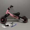besrey 5 in 1 Toddler Bike for 1 Year to 4 Years Old Kids, Toddler Tricycle Kids Trikes Tricycle, Toys for Boy & Girl, Balance Training, Removable Pedals (Pink)