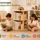 2 Tier Rotating Bookshelf, 360 Display Bookcase for Kids&Adult