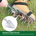 Secure-Fit, Easy-to-Assemble and Universal-Fit Lawn Aerator Shoes, with 2 Inch Long Spikes and Hook and Loop Straps for Grass. Includes Stainless Steel Shovel, Fits Men 6-11 and Women 4-12