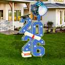 3.5FT Large Class 2026 Graduation Yard Sign Yard Decorations Congrats Graduation Lawn Signs 2026 Grad Yard Signs with Stakes for Outdoor Indoor Congrats Graduation Party Decoration Supplies (Blue)