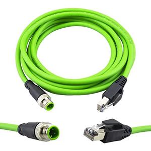 Lonlonty M12 to RJ45 Industrial Ethernet Cable,Automation Systems Interconnect M12 4 Pin D Code Male Shielded Cable Assembly, Cat5e SFTP 24 AWG 3M/10Ft