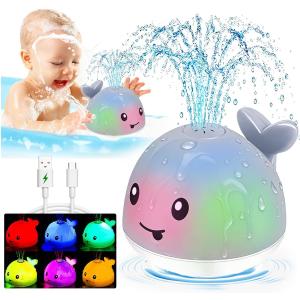 Bath Toys for Kids Ages 1-3 - Valentines Gifts Easter Basket Stuffers - 1 Year Old Girl Boy Gifts 1st First Birthday Gift - Light Up Whale Sprinkler Bathtub Water Pool Toys for Babies 6-12-18 Months (Gray)