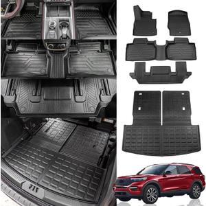Floor Mats Compatible with 2020-2026 Ford Explorer 6-Seater Cargo Liner All Weather Trunk Mat Cargo Mat Trunk Liner 2025 Explorer Accessories (Upgrade Trunk Mat with Backrest Mat+Floor Mats) Floor Mats Compatible with 2020-2026 Ford Explorer 6-Seater Cargo Liner All Weather Trunk Mat Cargo Mat Trunk Liner 2025 Explorer Accessories (Upgrade Trunk Mat with Backrest Mat+Floor Mats)