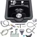 Shampoo Bowl for Salons, Black ABS Plastic Shampoo Sink for Home, Easy to Clean and Install Salon Shampoo Bowls for Hair Stylist, 19x19x10.75 inches