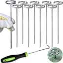 6 Inch Circle Top Landscape Staples, 9 Gauge Galvanized Steel Heavy Duty Yard Pins for Outdoor Gardening Weed Barrier Sod Fabric (100 Pack)