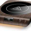 Gaiatop Coffee Mug Warmer, 3 Temperature Settings, 2-10H Auto Shut Off and Warm Strip Indicator Lights, 50W Smart Cup Warmers Fast Heating Plate for Tea Milk Cocoa Candle, Stocking Stuffers, Wood