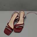 Shoe'N Tale Strappy Heels for Women Square Toe Chunky Block Heels Ankle Buckle Heeled Sandals (Red, 11)