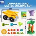 TOY Life 23 Pcs Beach Toys for Kids Sand Toys with Construction Cars Castle Bucket Shovels & Sand Castle Building Kit Molds, Sandbox Toy for Summer Water Play, Travel, Fishing