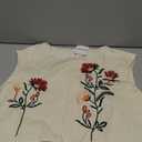 Women Floral Embroidery Dress Sleeveless 2 Piece Tank Top and Skirt Loose Fit Boho Dress (Medium, White)