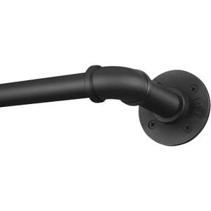 1 Inch Curtain Rods for Windows 66 to 120, Outdoor Industrial Adjustable Blackout Curtain Rod, Indoor Heavy Duty Wrap Around Drapery Pole, Black, 66-120"