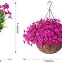 Ivydale Artificial Silk Hanging Plants Flowers Basket for Outdoor Outside Summer Decoration, Fake Faux UV Sun Resistant Look Real Morning Glory Fuchsia for Porch Patio Balcony Home