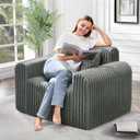 Hobestluk Single Sofa Foam Couch Sofa for Small Spaces Comfy Sofas with Removable Cover Furry Couch with Pillows for Living Room, Bedroom, Apartment, Office (Grey, Standard)