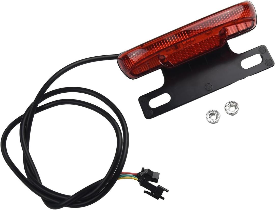 Ebike Rear Light, 36-48V Tail Light with Brake and Night Light Functions Ebike Rear Tail Safety Light for Electric Bike