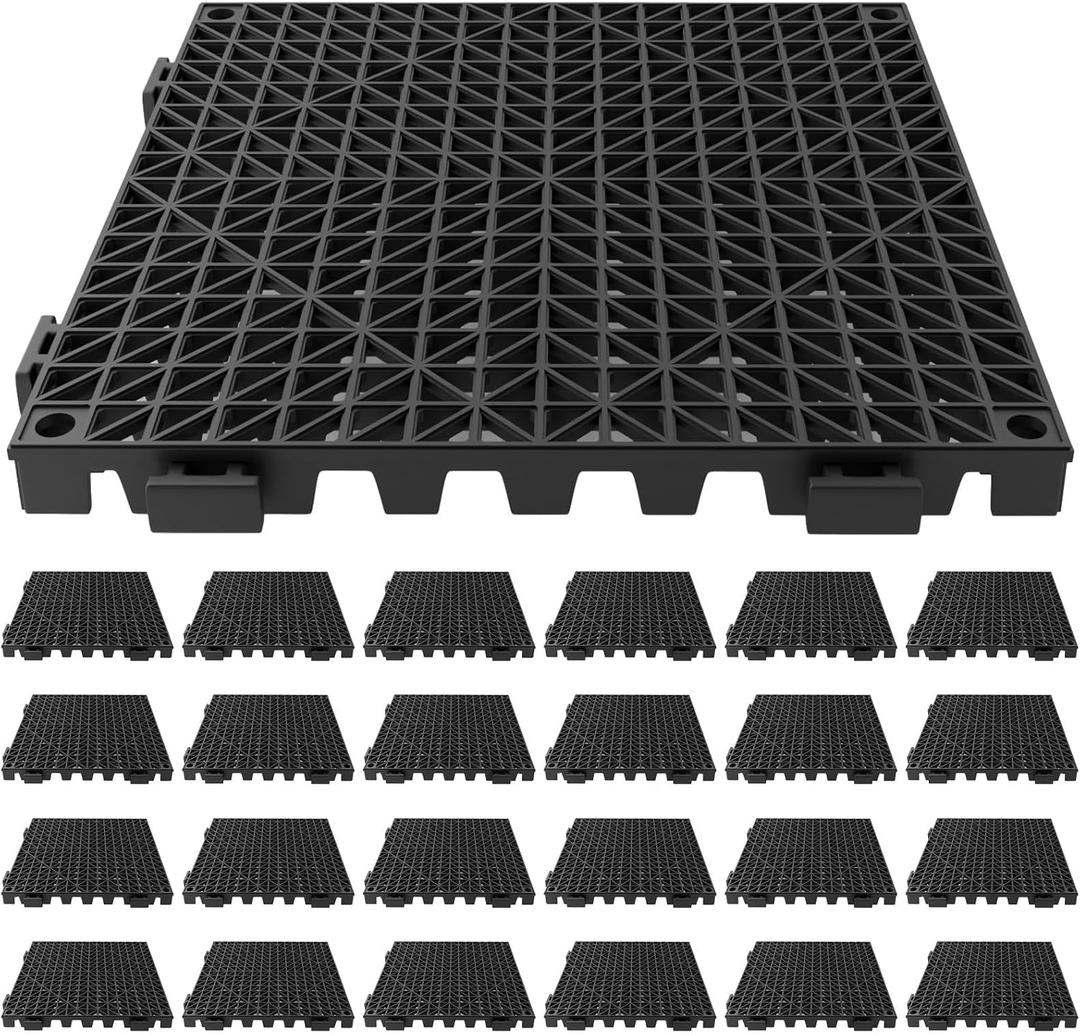 Tioncy 24 Pcs Bar Countertop Supplies Interlocking Mats 12 x 12 Inch Rubber Black Shelf Liners Bar Drying Coffee Non Slip Spills Mats for Bartending Home Cocktail Bars Restaurants