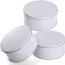 Yopay 3 Pack Cookie Tin with Lid, Round Sturdy Gift Tin, White Baking Cake Container for Storing Patisseries, Snack, Chocolate, Easter, Special Occasion, Holidays, 7" Wide by 3.2" Tall, 7 inches diameter by 3.2 inches tall