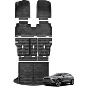 SMABEE 8PCS Full Set of Floor Mats for 2024 2025 2026 Honda Prologue & Chevy Blazer EV All Weather TPE Floor Liners Cargo Liner Backrest Mats Accessories Car Mats Interior Black