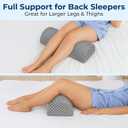 5 STARS UNITED Knee Pillow for Back Sleeping  Memory Foam Cushion for Sciatica Pain Relief  Under Leg Support for Sleeping on Back  Large Half Moon Bolster for Bed, Gray (Grey)