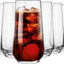 Krosno Tall Water, Juice, Drinking Glasses, Set of 6, 16.2 oz, Splendour Collection, Highball & Tumbler Crystal Glass, Dishwasher Safe, Made in Europe