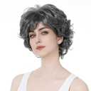 Aimole Short Curly Synthetic Wigs Full Capless Hair Women's Thick Wig for Everyday Grey Hair Wigs