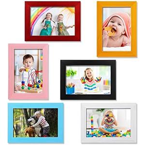 Namalu 4 x 6 Picture Frames Set of 6, Colorful Rustic Retro Photo Frame Bulk with Hd Acrylic Wood Photo Frames, Wall Mount and Tabletop Display Family Friends Wedding Gift