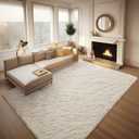 Ophanie 8x10 Area Rugs for Living Room, Upgrade Non-Slip Fluffy Soft Large Shag Bedroom Carpet, Ivory Big Indoor Thick Nursery Rug, Carpets for Boy and Girls Room Dorm Home Decor Aesthetic