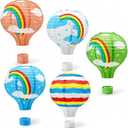 12 Inch Hot Air Balloon Paper Lanterns, Rainbow Assorted Colors Hanging Decorations for Kids Birthday Party, Neutral Baby Shower, Nursery Room, Classroom Ceiling Decor & Boho Wedding, 5 Pcs